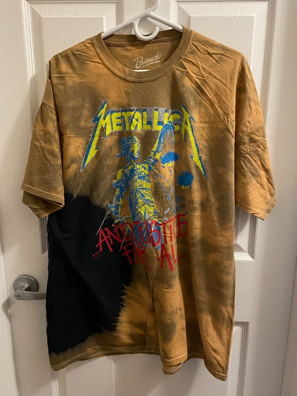Metallic Graphic T Shirt Mens XL Brown Tie Dye Preowned